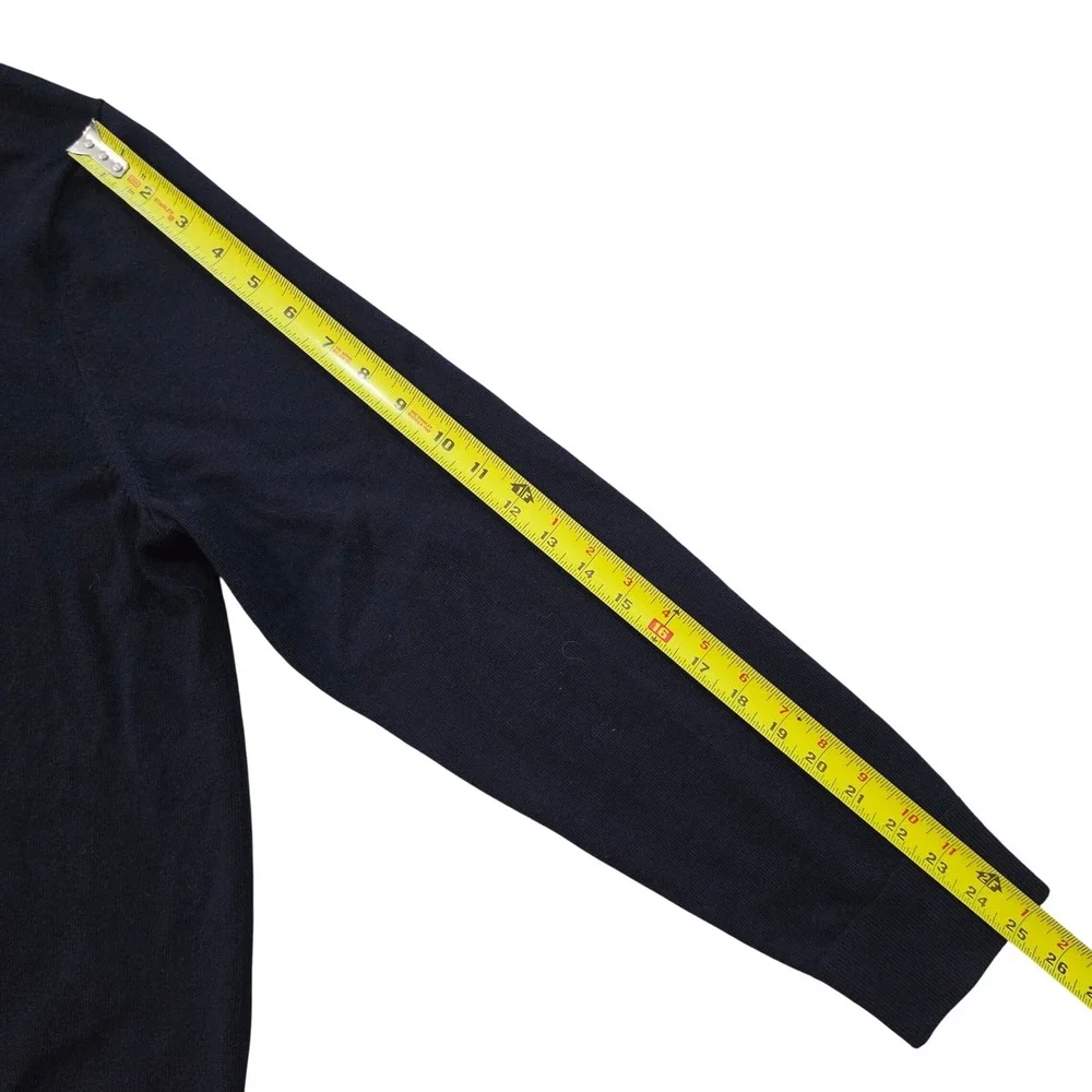 Banana Republic Italian Merino Wool Quarter Zip Sweater Navy Blue Mens XL